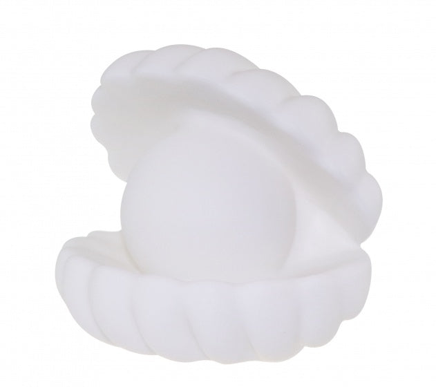 nachtlampje schelp met parel 10 cm wit
