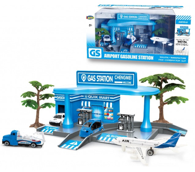 tankstation vliegveld blauw 7-delig