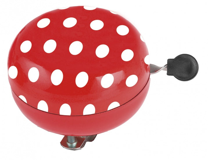 Fietsbel Ding-Dong 80mm Rood Met Witte Stippen