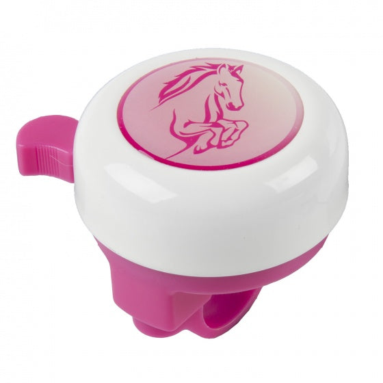 fietsbel Horse 55 mm staal roze/wit