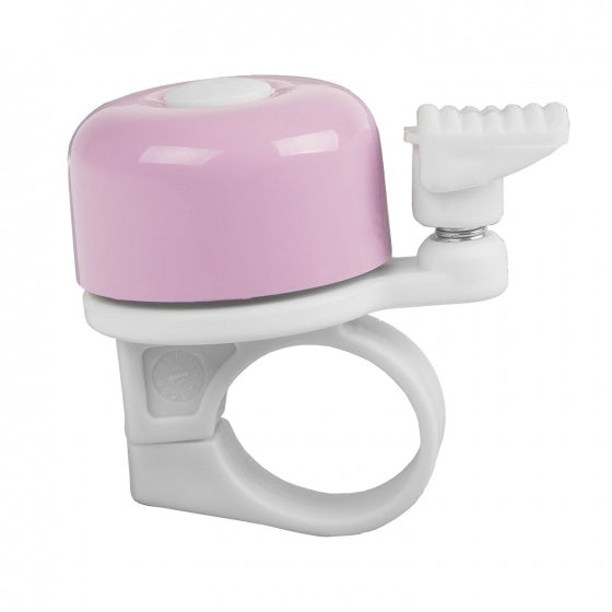fietsbel mini 35 mm staal roze/wit