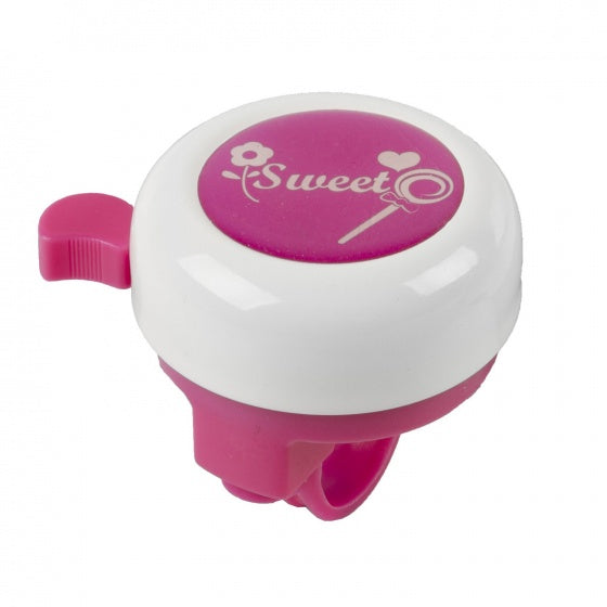fietsbel Sweet 55 mm staal roze/wit