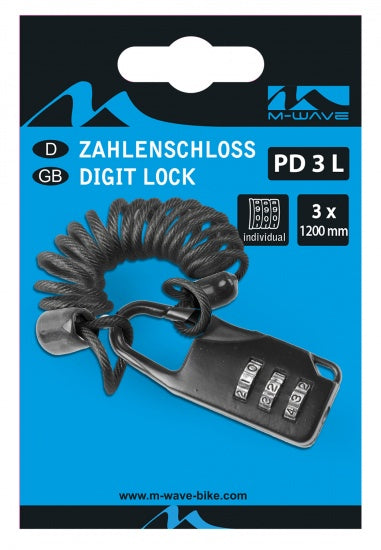 Spiraalslot PD 3L met beveiligingscode 1200 x 3 mm zwart