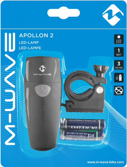koplamp Apollon 2 led batterijen 60 lumen zwart
