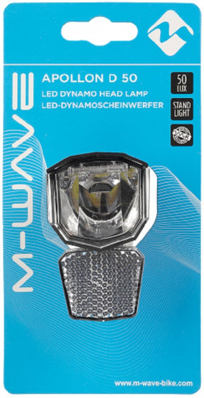 koplamp Apollon D 50 dynamo LED RVS zwart