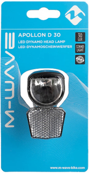 koplamp Apollon D 30 dynamo LED RVS zwart