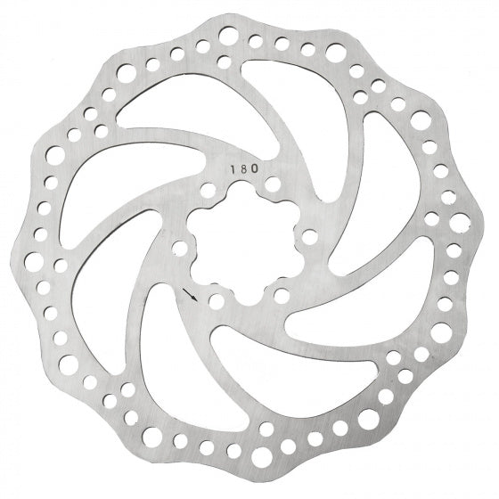 remschijf 180 mm 6 gaats RVS zilver