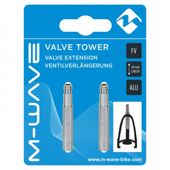 ventielverlenger FV 40 mm aluminium zilver 2 stuks