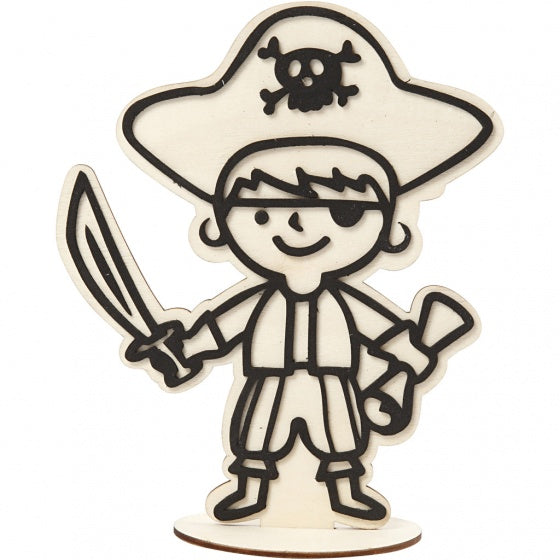 houten figuur om te decoreren Piraat 19 cm