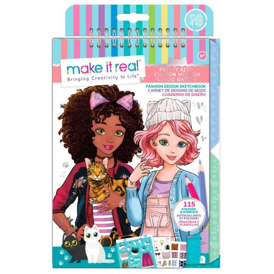 kleur- en schetsboek Fashion Design - Pretty Kitty