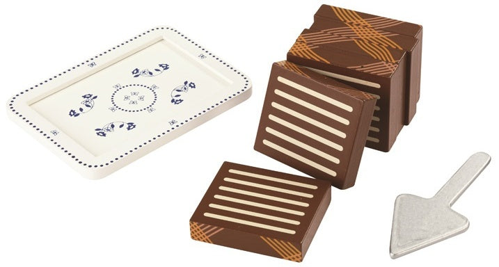biscuit cake hout 14 cm bruin/wit