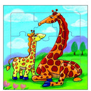 legpuzzel giraffen hout 9 stukken 15 x 15 cm