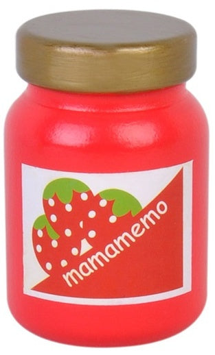 pot aardbeienjam hout 6 cm rood
