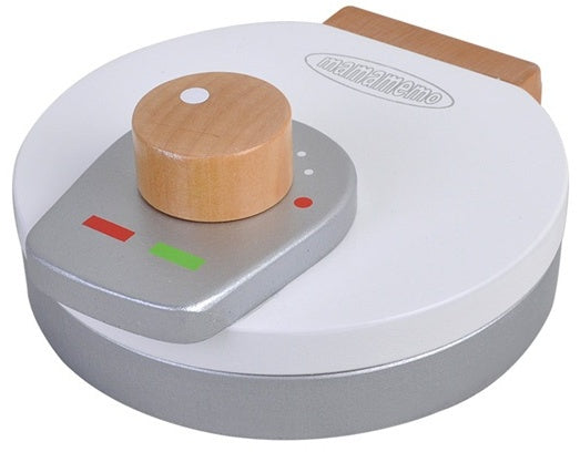 wafelijzer hout 13 cm wit/grijs