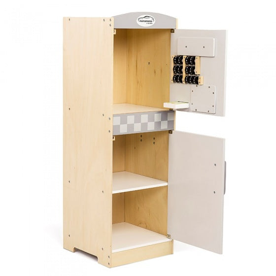 houten benzinepomp 30 x 30 x 86 cm blank/grijs