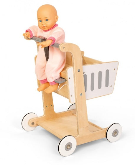 Winkelwagen met kinderzitje hout 51 x 38 x 35 cm