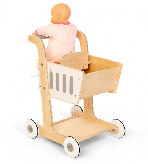 Winkelwagen met kinderzitje hout 51 x 38 x 35 cm