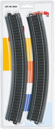 C-rails 30° gebogen met ballastbed H0 3-delig