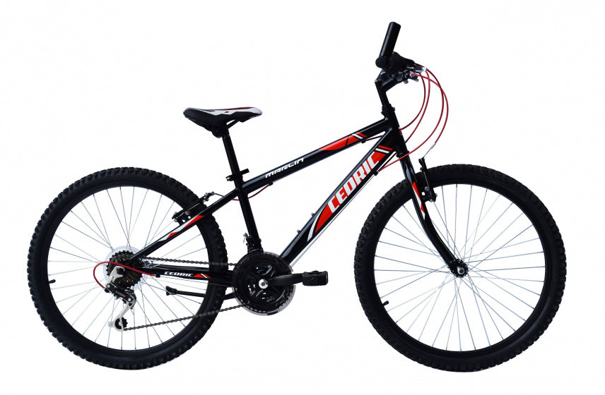 Cedric 24 Inch 28 cm Jongens 18V V-Brakes Zwart/Rood