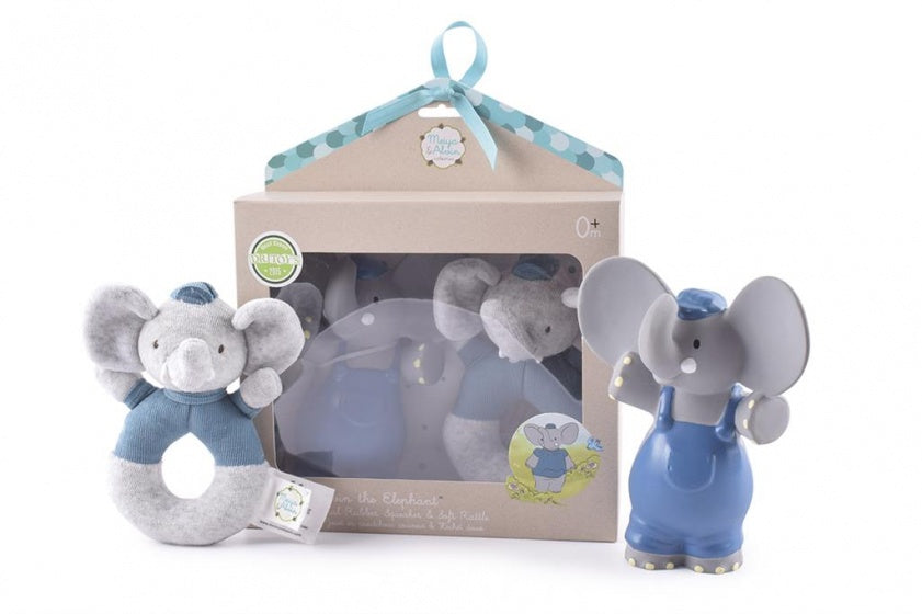 set Olifant Alvin rubber/katoen 18 x 21 cm