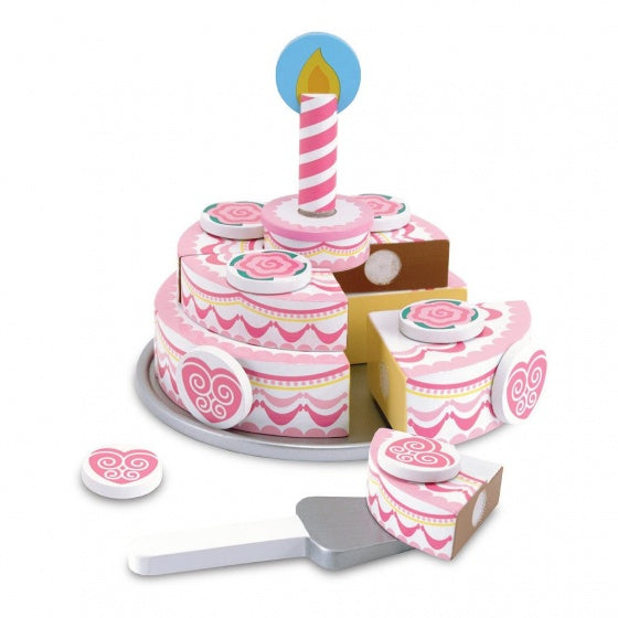 houten verjaardagstaart 20-delig roze