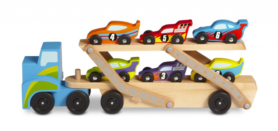 oplegger met raceauto's 7-delig