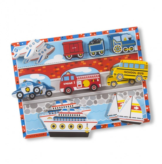 vormenpuzzel Vehicles Chunky junior hout 9 stukjes