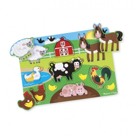 vormenpuzzel boerderijdieren 8 stukjes