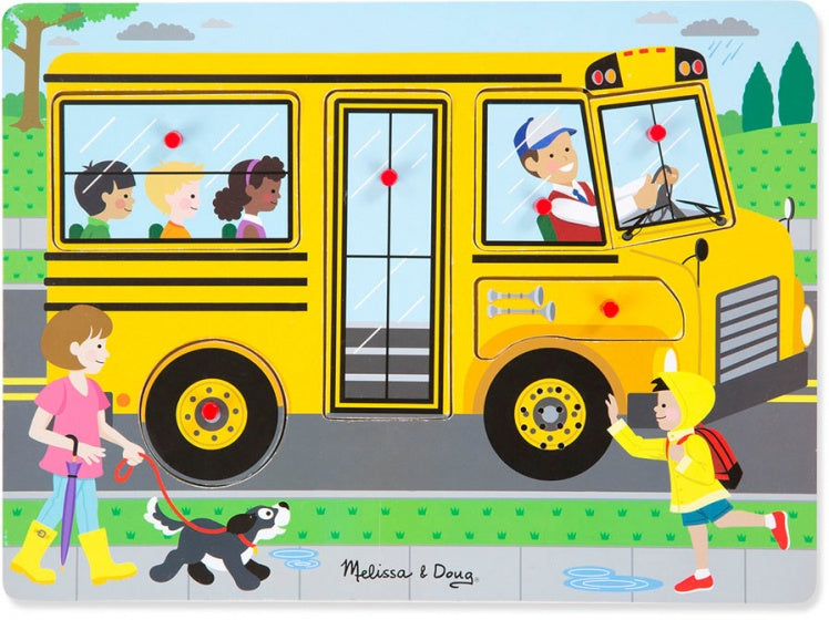 vormenpuzzel De wielen van de Bus junior hout 6 stukjes