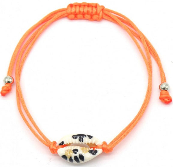 schelpenarmband Amy dames oranje verstelbaar