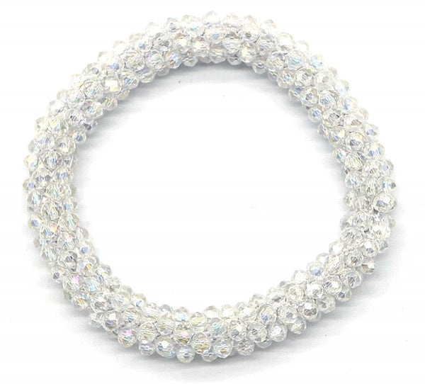armband Anna dames glas/elastiek wit one-size