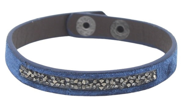 armband Dielay dames 18 - 21 cm fluweel donkerblauw