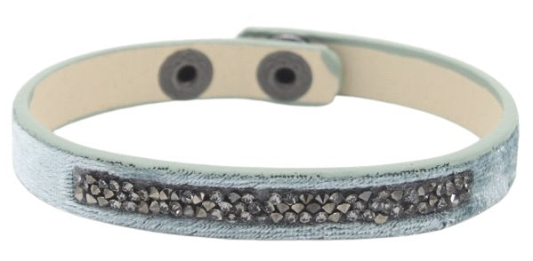 armband Dielay dames 18 - 21 cm fluweel lichtblauw