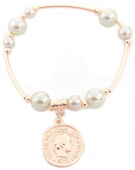 bedelarmband Elin dames elastiek roségoud