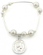 bedelarmband Elin dames elastiek zilver
