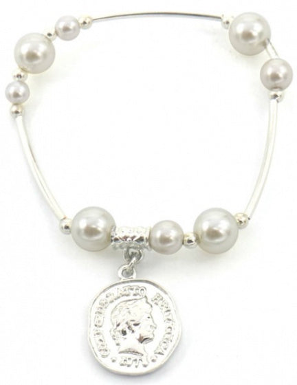bedelarmband Elin dames elastiek zilver