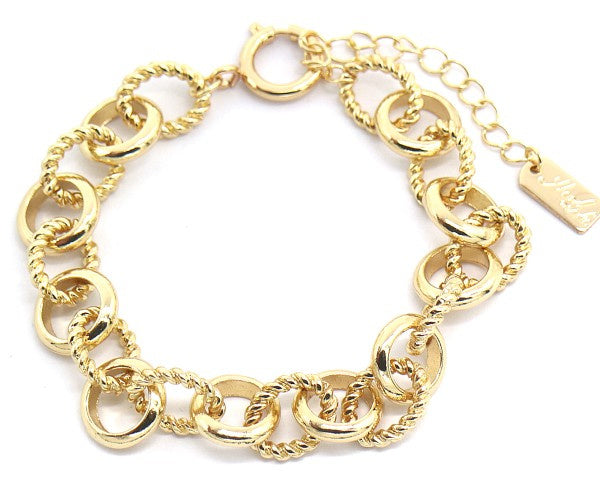 schakelarmband Emma dames 18-22 cm RVS goud