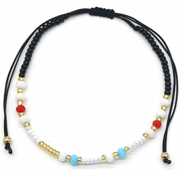 armband Eva dames verstelbaar glas zwart/wit/goud