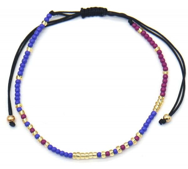 armband Evi dames verstelbaar glas paars/blauw