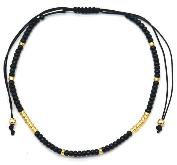 armband Evi dames verstelbaar glas zwart/goud