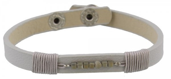 armband Fay dames 18 - 21 cm leer lichtgrijs