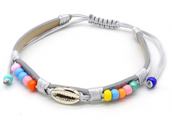 kralenarmband Feline polyurethaan verstelbaar grijs
