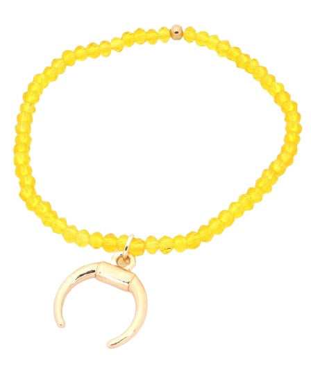 bedelarmband Femke dames elastiek geel