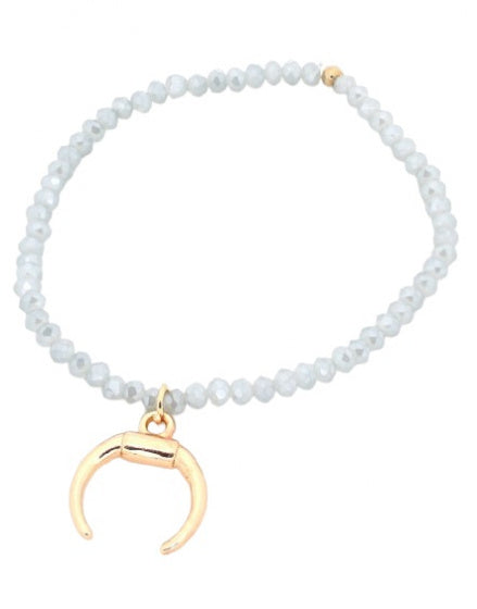 bedelarmband Femke dames elastiek grijs