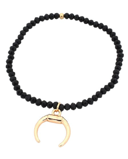bedelarmband Femke dames elastiek zwart