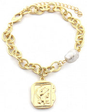 bedelarmband Fleur dames 18-22 cm RVS goud