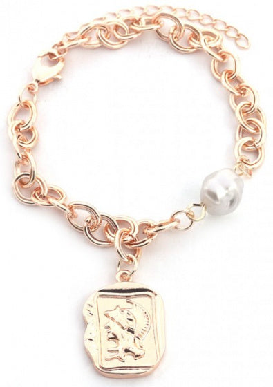 bedelarmband Fleur dames 18-22 cm RVS roségoud