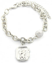 bedelarmband Fleur dames 18-22 cm RVS zilver
