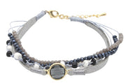armband Florine dames glas/textiel verstelbaar grijs