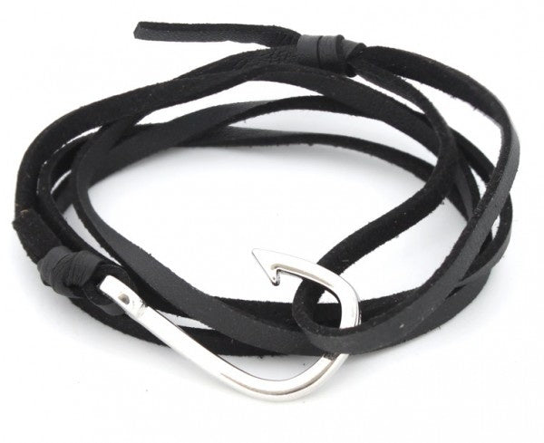 armband Haak heren polyurethaan zwart/zilver